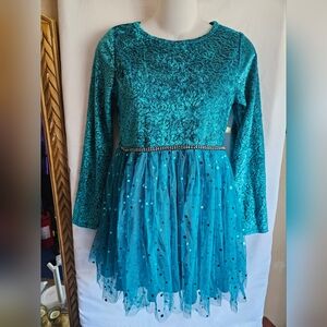 Dollie & Me Teal Formal Dress with Sparkling Accents